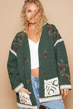 POL Embroidered Open Front Quilted Jacket with Crochet Pockets Woman Outerwear