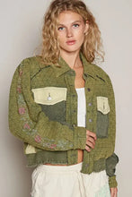 POL Embroidered Sleeve Raw Edge Quilted Jacket Basil Multi Woman Outerwear