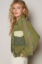 POL Embroidered Sleeve Raw Edge Quilted Jacket Woman Outerwear