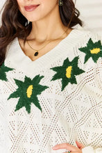 POL Floral Embroidered Pattern V-Neck Sweater Sweater Pullovers