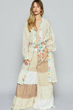 POL Floral Trim Lace Open Front Longline Cardigan NATURAL Woman Outerwear
