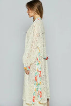 POL Floral Trim Lace Open Front Longline Cardigan Woman Outerwear