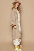 POL Flower Lace Trim Open Front Longline Cardigan Woman Outerwear