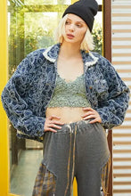POL Flower Textured Raw Hem Long Sleeve Denim Jacket Woman Outerwear