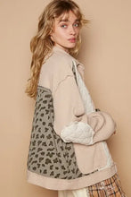 POL Leopard Exposed Seam Button Up Quilted Jacket Woman Outerwear