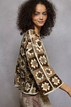 POL Open roomy fit cardigan back with varied sunflower patterns