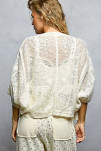 Pol Open floral embroidery crochet cardigan, off-white lace bolero back view
