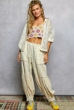 Pol Open crochet cardigan with floral embroidery, bohemian off-white crop top view