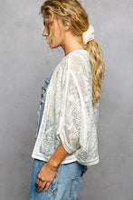 POL open front crochet cardigan with floral embroidery, white lace floral patterns