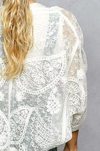 White POL open front crochet cardigan with floral embroidery
