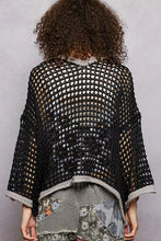 POL Open black openwork cardigan with contrast trim
