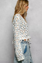 Pol openwork floral crochet cardigan with star patterns and frayed hem