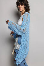 Pol openwork lightweight cardigan with asymmetrical hem and tassels