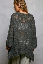 POL openwork lightweight relaxed fit sweater cardigan with scalloped hem
