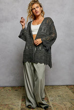 POL openwork lightweight relaxed fit sweater cardigan with scalloped hem