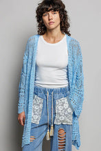 POL openwork lightweight cardigan with lace patterns and scalloped edges