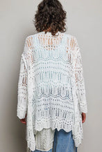 POL openwork lightweight relaxed fit sweater cardigan with scalloped hem