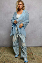 Pol openwork lightweight open front cardigan with scalloped hem
