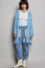 POL openwork lightweight cardigan with open-knit texture and frayed hem