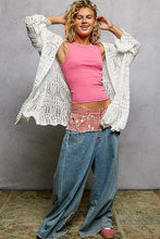 Pink openwork lightweight sweater cardigan crop top relaxed fit