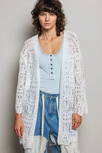 POL openwork lightweight open front sweater cardigan with scalloped edge