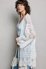 POL openwork lightweight relaxed fit sweater cardigan with scalloped hem