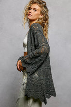 POL openwork lightweight relaxed fit sweater cardigan with scalloped hem