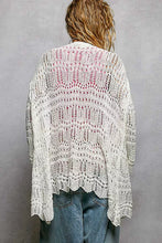 POL openwork lightweight relaxed fit sweater cardigan, off-white crochet lace