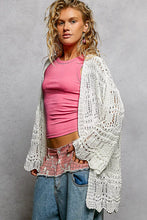 POL openwork lightweight relaxed fit sweater cardigan with scalloped hem