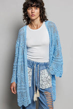 POL openwork lightweight cardigan with scalloped lace hem
