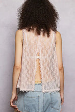 Pol printed woven sleeveless top in blush pink lace with scalloped hem and open back design