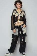 Pol Vintage Finished Floral Mesh Crochet Jacket in Black Lace