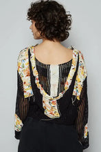 Pol Vintage Finished Floral Mesh Crochet Jacket in black with lace trim