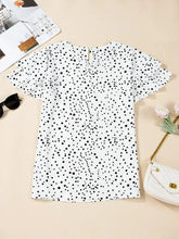 Polka Dot Layered Ruffled Short Sleeve Blouse Woman Shirt