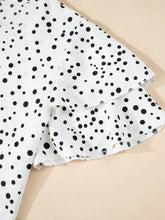 Polka Dot Layered Ruffled Short Sleeve Blouse Woman Shirt