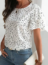Polka Dot Layered Ruffled Short Sleeve Blouse Woman Shirt