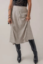 Polka Dot Midi Skirt with Black Leather Boots Heather Gray Woman Skirts