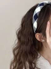 Polyester Plaid Wide Headband White One Size Hair Jewelry