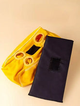 Borsa portatile traspirante per animali con tasche gialle navy e patch in velcro
