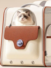 Portable breathable pet carrier backpack with fluffy cat inside