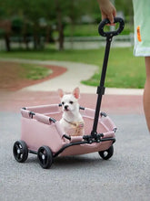 Tragbarer faltbarer Haustierwagen in Pink mit schwarzem Metallrahmen