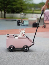 Pinker tragbarer faltbarer Haustierwagen mit schwarzem Griff und Rädern
