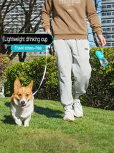 Bouteille d'eau portable étanche pour animaux avec gobelet turquoise et bol à boire