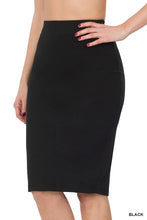 Premium Cotton Basic Black Pencil Skirt Knee Length BLACK