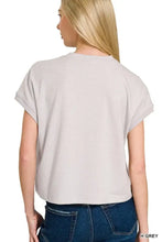 Premium Cotton Relaxed Crop Tee for Women Gray Short Sleeve Shirt Woman T Shirts