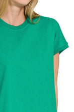 Premium Cotton Relaxed Crop Tee for Women Green Short Sleeve