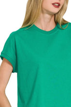 Premium Cotton Relaxed Crop Tee for Women Green Short Sleeve