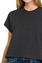 Premium Cotton Relaxed Crop Tee for Women in Black