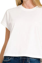 Premium Cotton Relaxed Crop Tee for Women