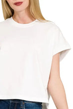 Premium Cotton Relaxed Crop Tee for Women Woman T Shirts